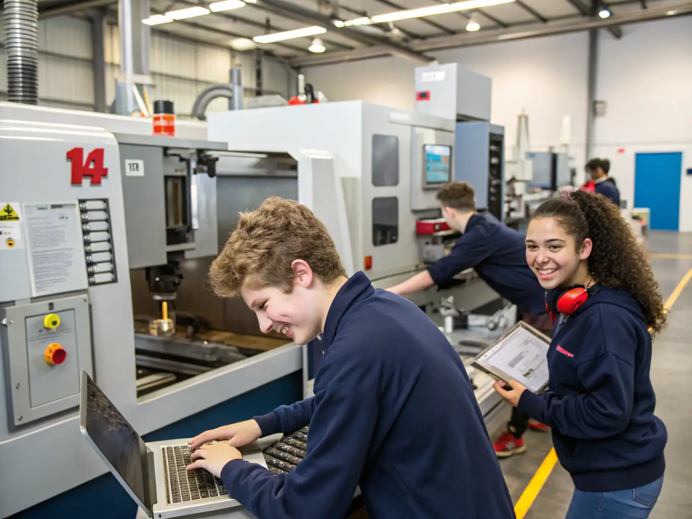 A photograph of a group of people participating in a CNC workshop at Albuquerque Exotic Woods, led by an expert instructor.